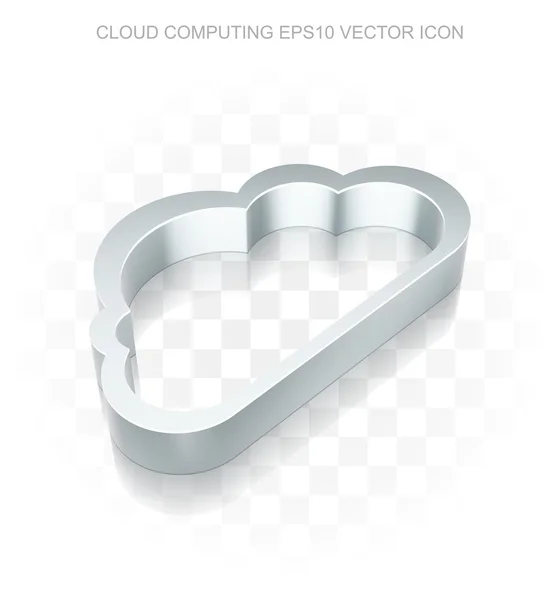 Icône réseau Cloud : Cloud 3D métallique plat, ombre transparente, vecteur EPS 10 . — Image vectorielle