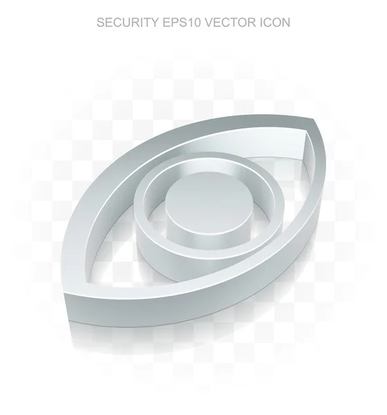 Icône de confidentialité : Oeil 3D métallique plat, ombre transparente, vecteur EPS 10 . — Image vectorielle