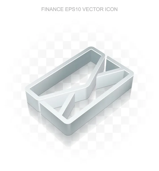 Icono de Finanzas: Plano metálico 3d Email, sombra transparente, vector EPS 10 . — Archivo Imágenes Vectoriales
