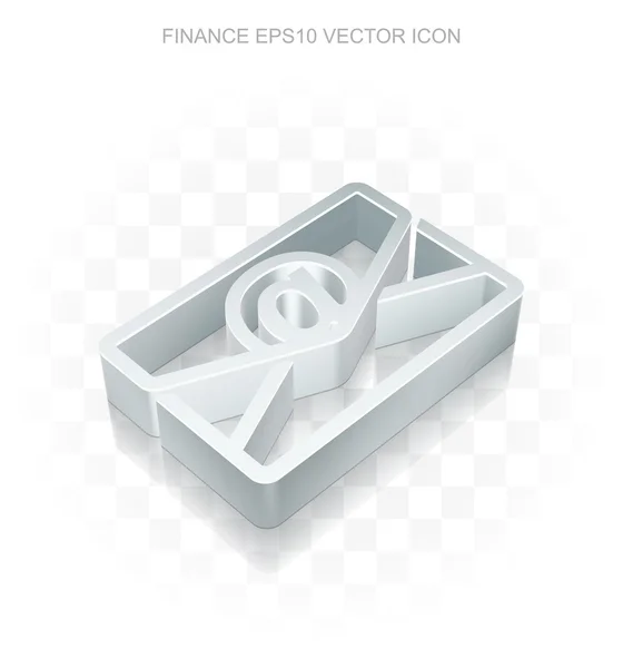 Icono de Finanzas: Plano metálico 3d Email, sombra transparente, vector EPS 10 . — Archivo Imágenes Vectoriales