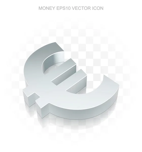 Währungssymbol: flacher metallischer 3D-Euro, transparenter Schatten, Folge 10 Vektor. — Stockvektor