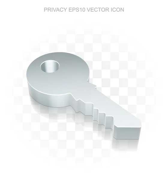 Safety icon: Flat metallic 3d Key, transparent shadow, EPS 10 vector. — Stock Vector