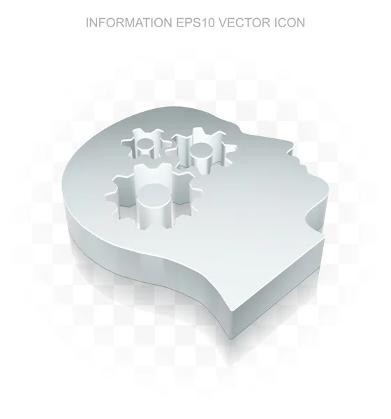 Icono de datos: Cabeza plana metálica 3d con engranajes, sombra transparente, vector EPS 10 . — Vector de stock