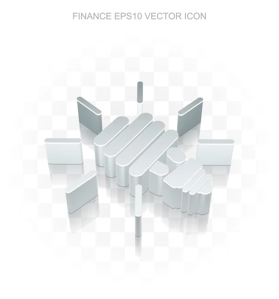 Finanz-Ikone: flache metallische 3d Energiesparlampe, transparenter Schatten, Folge 10 Vektor. — Stockvektor