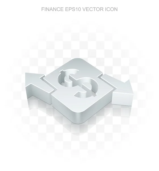 Icône Finance : Financement 3D métallique plat, ombre transparente, vecteur EPS 10 . — Image vectorielle