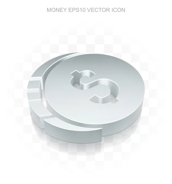Währungssymbol: flache metallische 3D-Dollarmünze, transparenter Schatten, Folge 10 Vektor. — Stockvektor