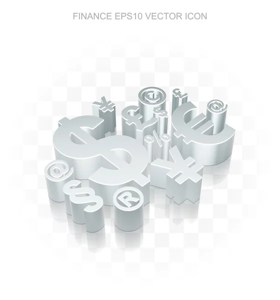 Icono de negocio: Plano metálico 3d Símbolo de Finanzas, sombra transparente, vector EPS 10 . — Vector de stock