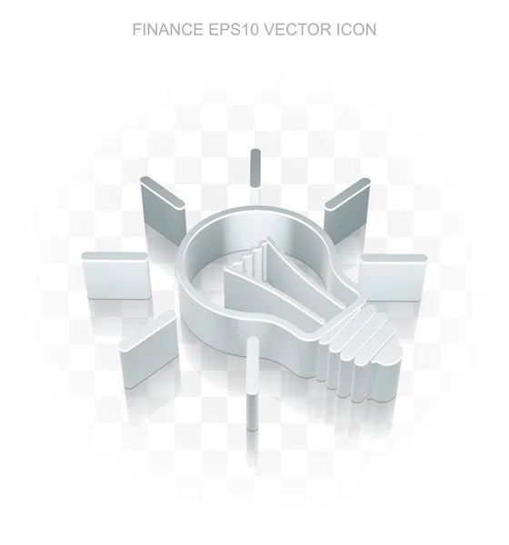 Icono de Finanzas: Bombilla plana metálica 3d, sombra transparente, vector EPS 10 . — Vector de stock