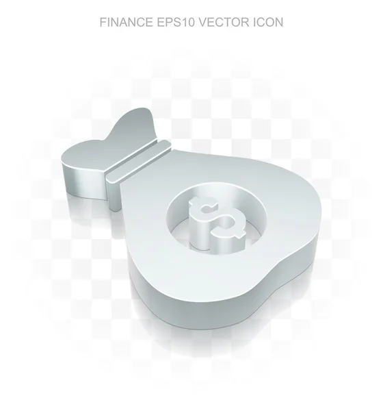 Business-Ikone: flacher metallischer 3d-Geldbeutel, transparenter Schatten, Folge 10 Vektor. — Stockvektor