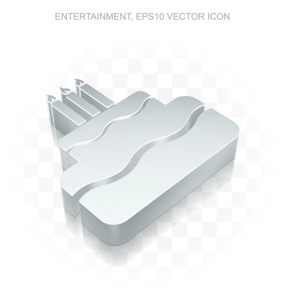 Icône de vacances : Gâteau 3D métallique plat, ombre transparente vecteur EPS 10 . — Image vectorielle