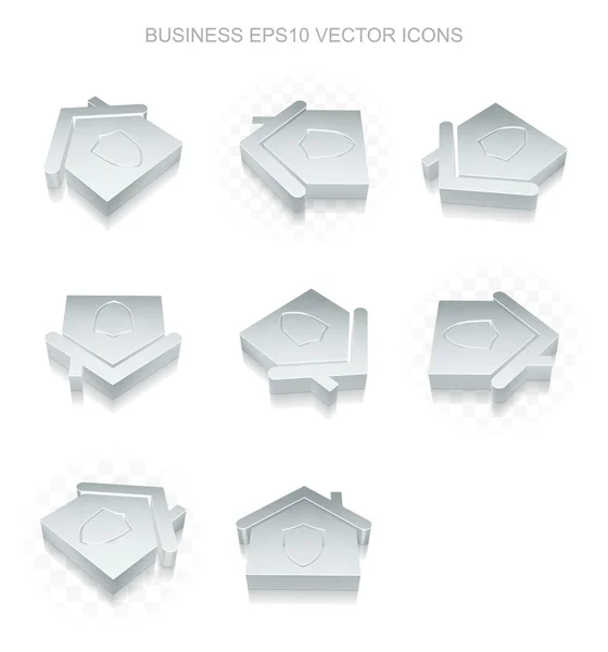 Jeu d'icônes Finance : différentes vues de la maison métallique, ombre transparente, vecteur EPS 10 . — Image vectorielle