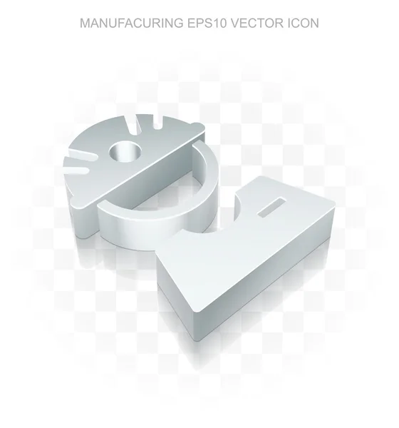 Industrie-Ikone: flacher metallischer 3D-Fabrikarbeiter, transparenter Schatten, Folge 10 Vektor. — Stockvektor