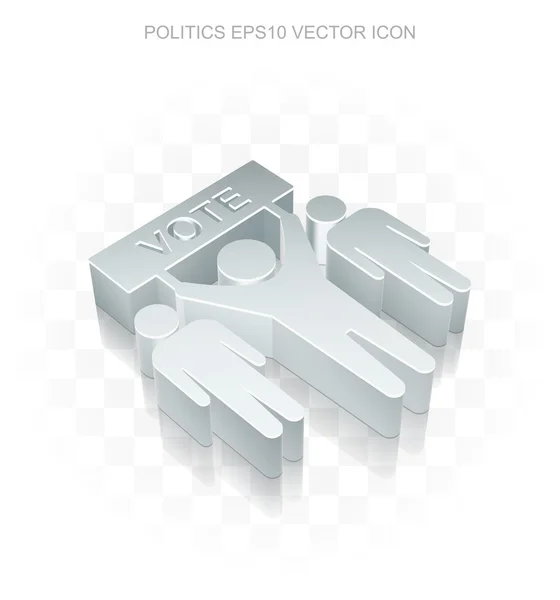 Politik-Ikone: flache metallische 3D-Wahl, transparenter Schatten, Folge 10 Vektor. — Stockvektor