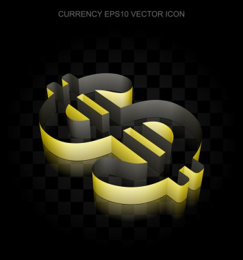 Para birimi simgesi: Sarı 3d Dolar kağıttan yapılmış, şeffaf gölge, Eps 10 vektör.