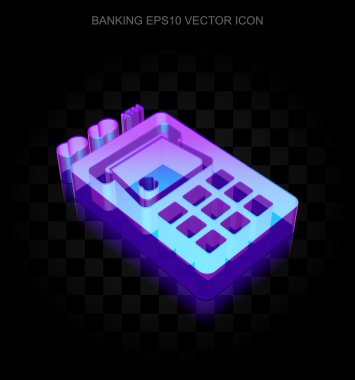 Para birimi simgesi: 3d neon parlayan Atm Makinesi camdan yapılmış, Eps 10 vektör.