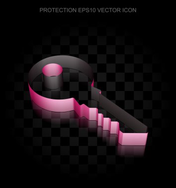 Gizlilik simgesi: Kağıttan yapılmış Crimson 3d Key, şeffaf gölge, Eps 10 vektör.