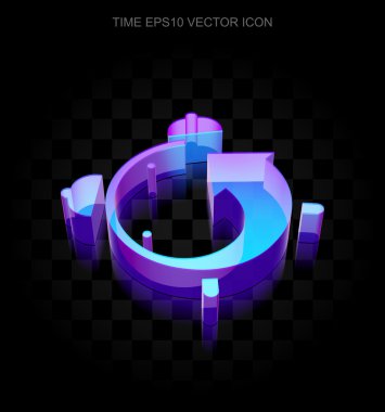 Zaman çizelgesi simgesi: 3d neon parlayan Çalar Saat camdan yapılmış, Eps 10 vektör.