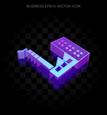 Finans simgesi: 3d neon parlayan Sanayi Binası camdan yapılmış, Eps 10 vektör.