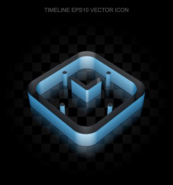 Zaman çizelgesi simgesi: Kağıttan yapılmış Mavi 3d İzle, saydam gölge, Eps 10 vektör.