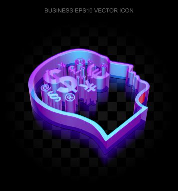 İş simgesi: 3d neon parlayan Head Finans Sembolü camdan yapılmış, Eps 10 vektör.