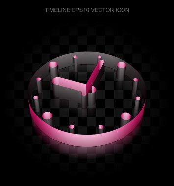 Zaman çizelgesi simgesi: Kağıttan yapılmış 3d Saat, saydam gölge, Eps 10 vektör.