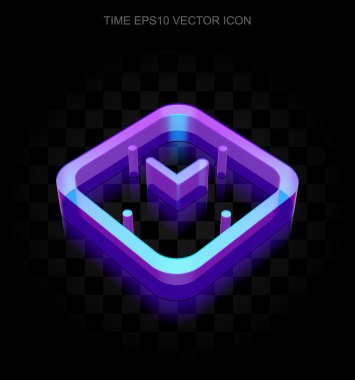 Zaman simgesi: 3d neon parlayan camdan yapılmış saat, Eps 10 vektör.