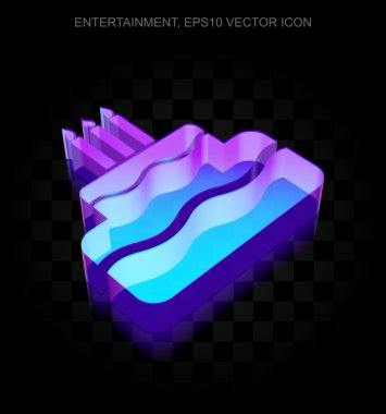 Eğlence, simge: 3d neon parlayan Kek camdan yapılmış, Eps 10 vektör.