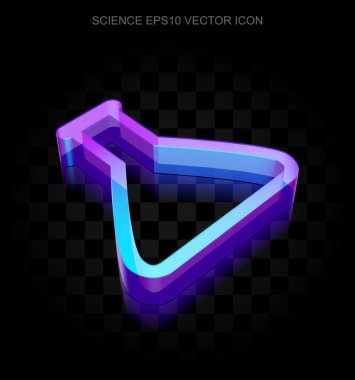 Bilim simgesi: 3d neon parlayan Flask camdan yapılmış, Eps 10 vektör.
