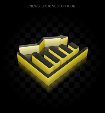 Haber simgesi: Kağıttan yapılmış Sarı 3d Düşüş Grafiği, saydam gölge, Eps 10 vektör.