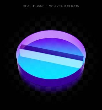 Sağlık simgesi: 3d neon parlayan Hap camdan yapılmış, Eps 10 vektör.