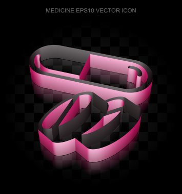 Sağlık simgesi: Kağıttan yapılmış Crimson 3d Pills, şeffaf gölge, Eps 10 vektör.