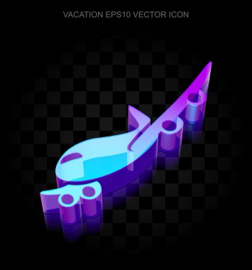 Seyahat simgesi: 3d neon parlayan Uçak camdan yapılmış, Eps 10 vektör.