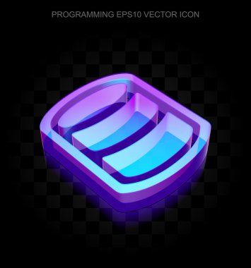 Programlama simgesi: 3d neon parlayan Veritabanı camdan yapılmış, Eps 10 vektör.