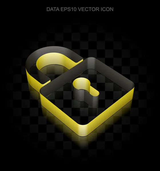 Icono de información: Amarillo 3d Cerrado Candado de papel, sombra transparente, vector EPS 10 . — Archivo Imágenes Vectoriales