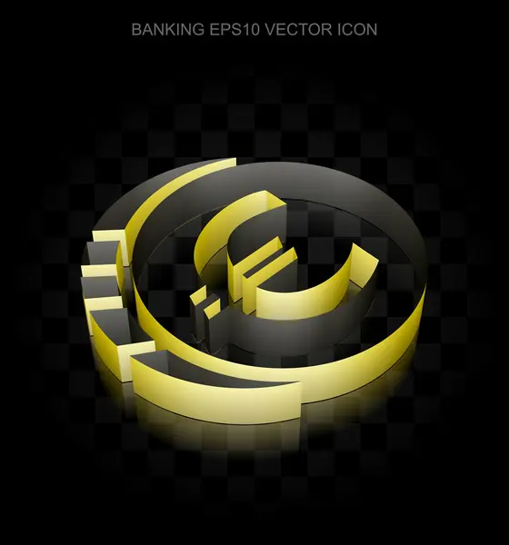 Icono de la banca: Moneda amarilla del euro 3d hecha de papel, sombra transparente, vector EPS 10 . — Vector de stock
