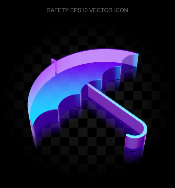 Privacy icona: 3d neon incandescente Ombrello in vetro, EPS 10 vettore . — Vettoriale Stock