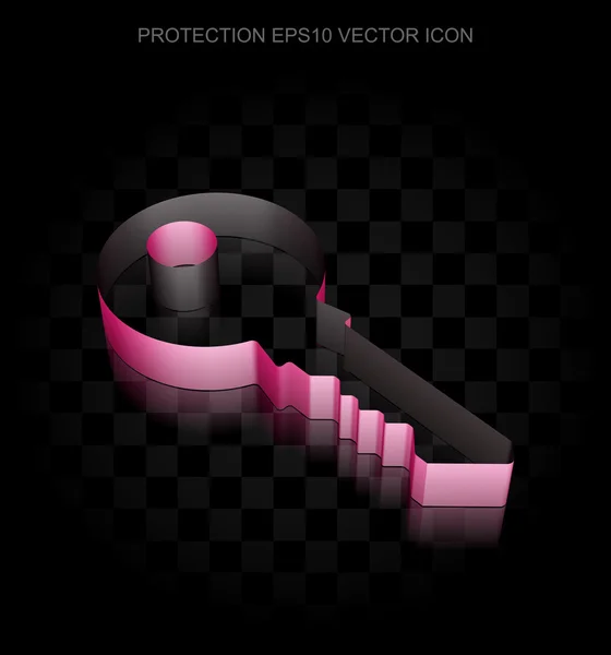 Icono de privacidad: Crimson 3d Llave de papel, sombra transparente, vector EPS 10 . — Vector de stock