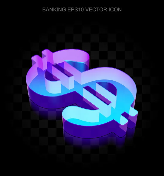 Icono de dinero: 3d neón brillante dólar de vidrio, EPS 10 vector . — Archivo Imágenes Vectoriales