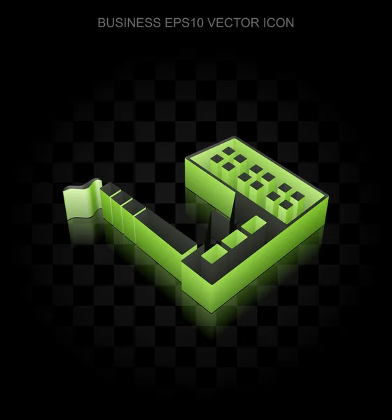 Icono de negocio: Green 3d Industry Building hecho de papel, sombra transparente, vector EPS 10 . — Vector de stock