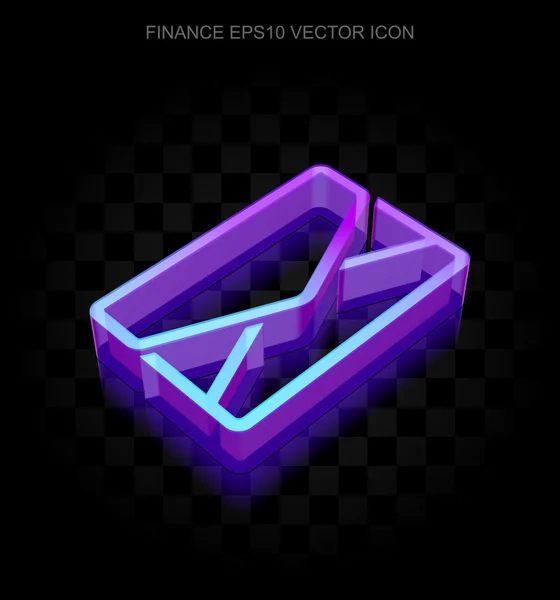 Finanz-Ikone: 3d neon glühende E-Mail aus Glas, Folge 10 Vektor. — Stockvektor