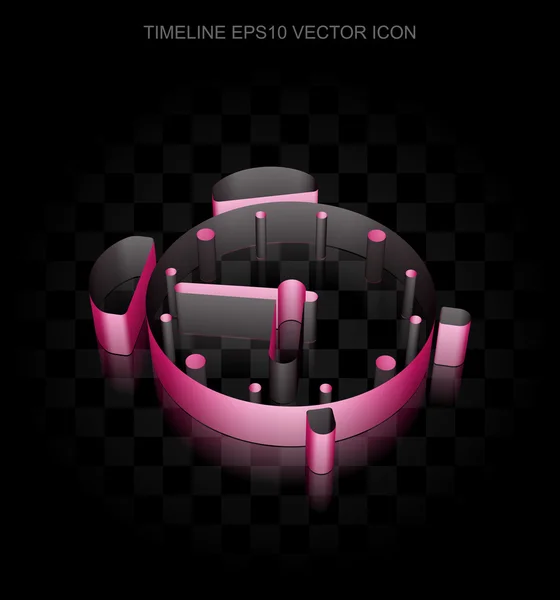 Icono de línea de tiempo: Crimson 3D Reloj despertador de papel, sombra transparente, vector EPS 10 . — Vector de stock