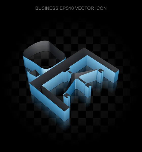Icono de negocio: Oficina azul 3d hecha de papel, sombra transparente, vector EPS 10 . — Vector de stock
