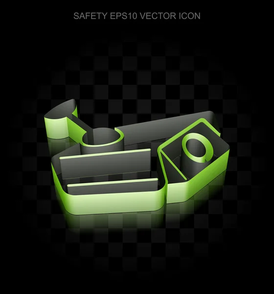 Privacy icon: Green 3d Cctv Camera made of paper, transparent shadow, EPS 10 vector. — Stock Vector