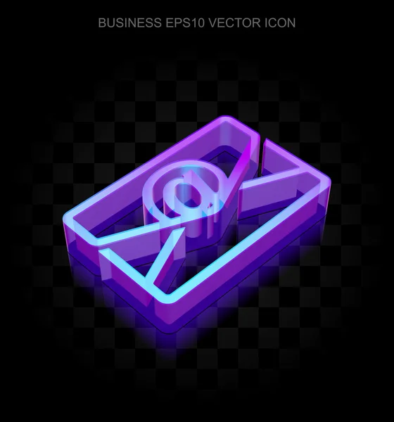 Business icon: 3d neon glowing Email made of glass, EPS 10 vector. — Stock Vector