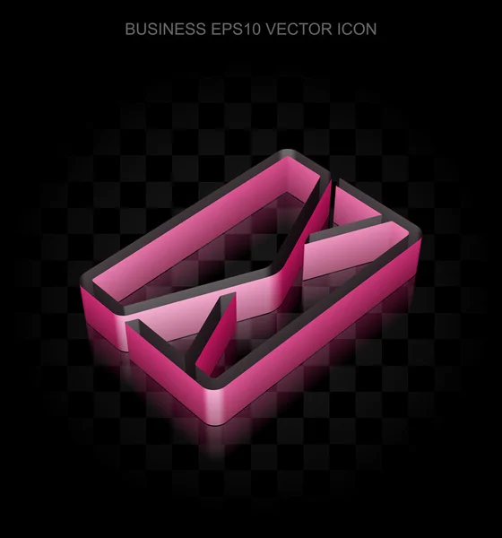 Icono de negocio: Crimson 3d Email hecho de papel, sombra transparente, vector EPS 10 . — Archivo Imágenes Vectoriales