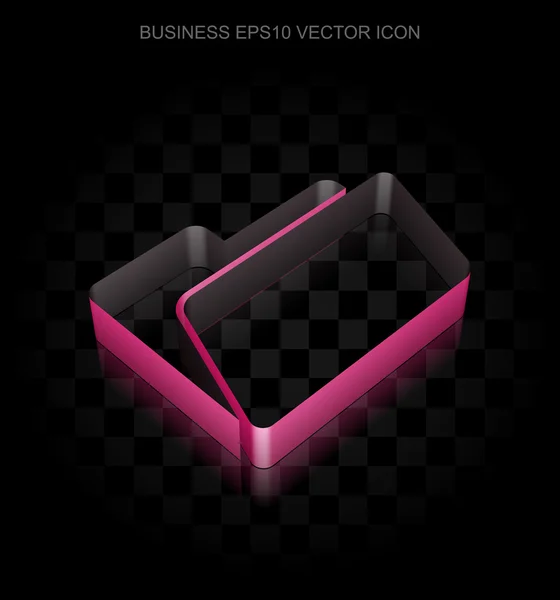 Icône d'affaires : dossier 3d cramoisi en papier, ombre transparente, vecteur EPS 10 . — Image vectorielle