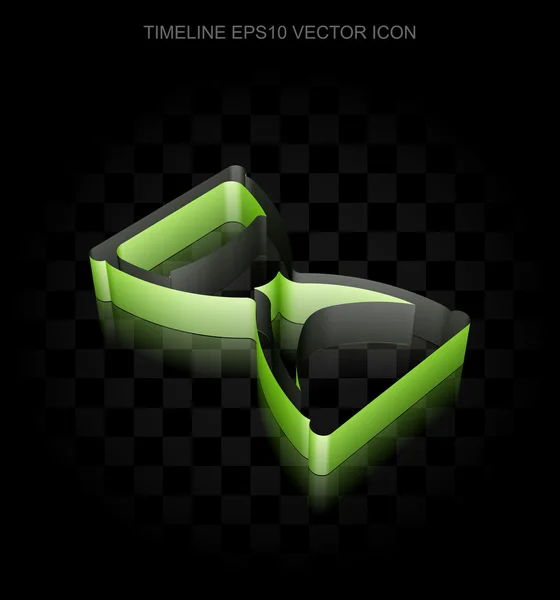 Icône de temps : Sablier 3d vert en papier, ombre transparente, vecteur EPS 10 . — Image vectorielle