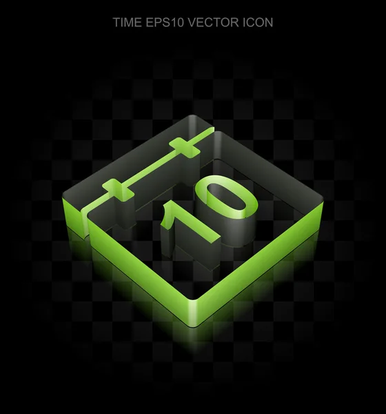 Zeitachsensymbol: grüner 3D-Kalender aus Papier, transparenter Schatten, Vektor Folge 10. — Stockvektor