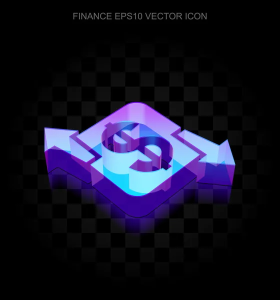 Finanz-Ikone: 3d neon glühende Finanz aus Glas, Folge 10 Vektor. — Stockvektor