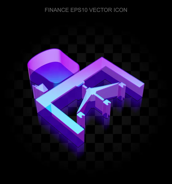 Icono de la financiación: 3d neón brillante Oficina de vidrio, EPS 10 vector . — Vector de stock